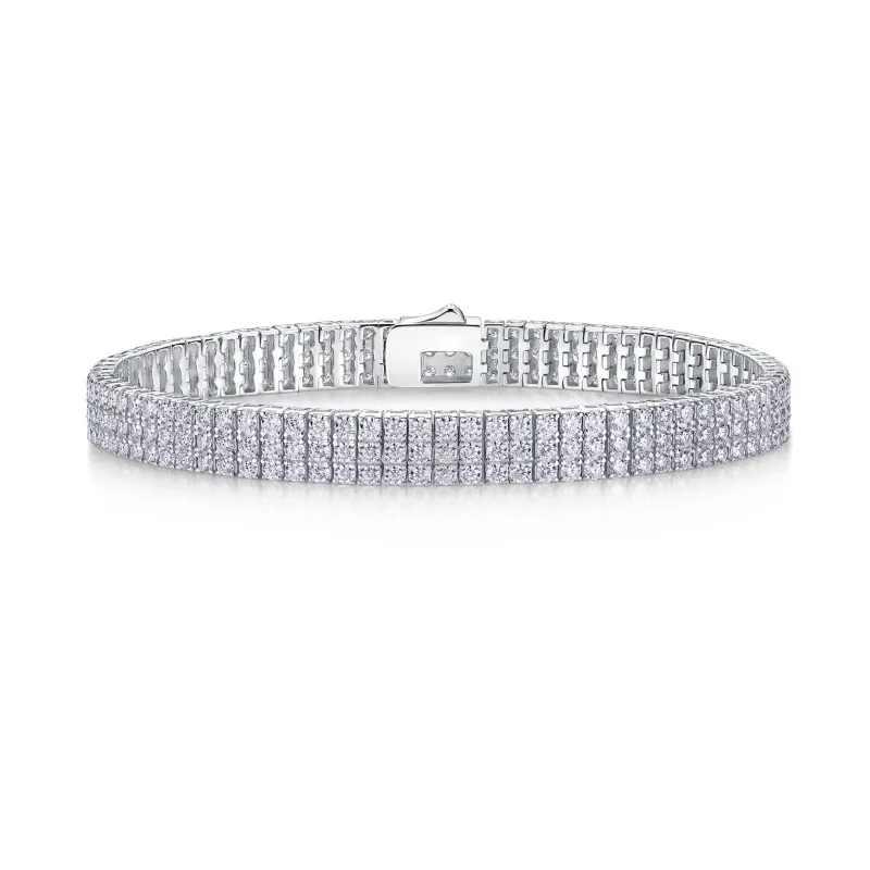 

S925 Silver 2mm D Color Moissanite Tennis Bracelet 3 Rows Hiphop Jewelry Iced Out Diamond Link Chain Bracelets Pass Tester 19cm