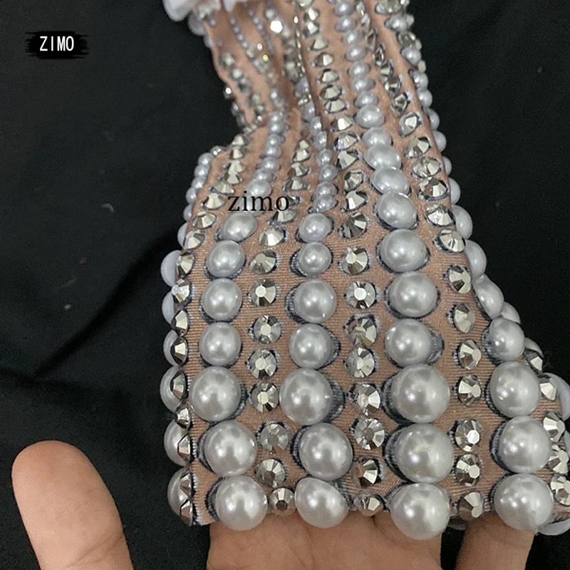 nappa di lusso Perla Strass Body Donna Body sexy pole Dance Festa di compleanno Club drag queen Costume da performance sul palco