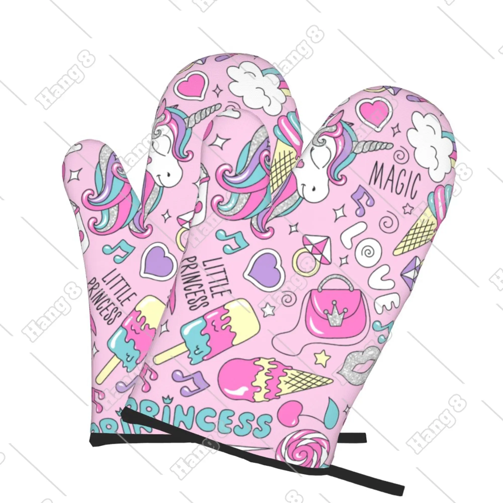 Unicorn Oven Gloves 2pcs Microwave Gloves Baking Oven Gloves Cooking Heat Resistant Oven Mitts for Kitchen Bbq All Seasons