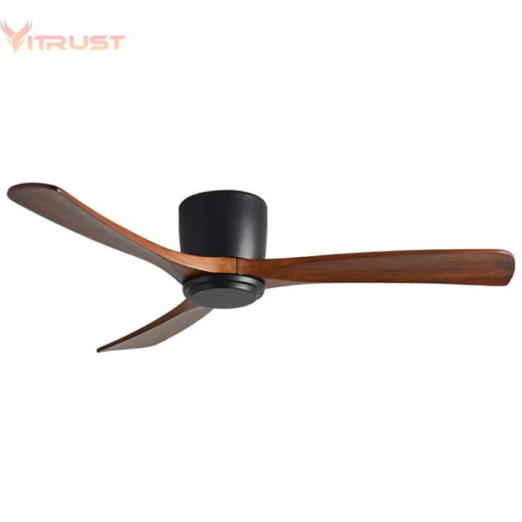 Nordic Frequency Conversion Wooden Ceiling Fan Home Decorative Ceiling Fan with 3 Solid Wooden Fan Blade Support 110-240V