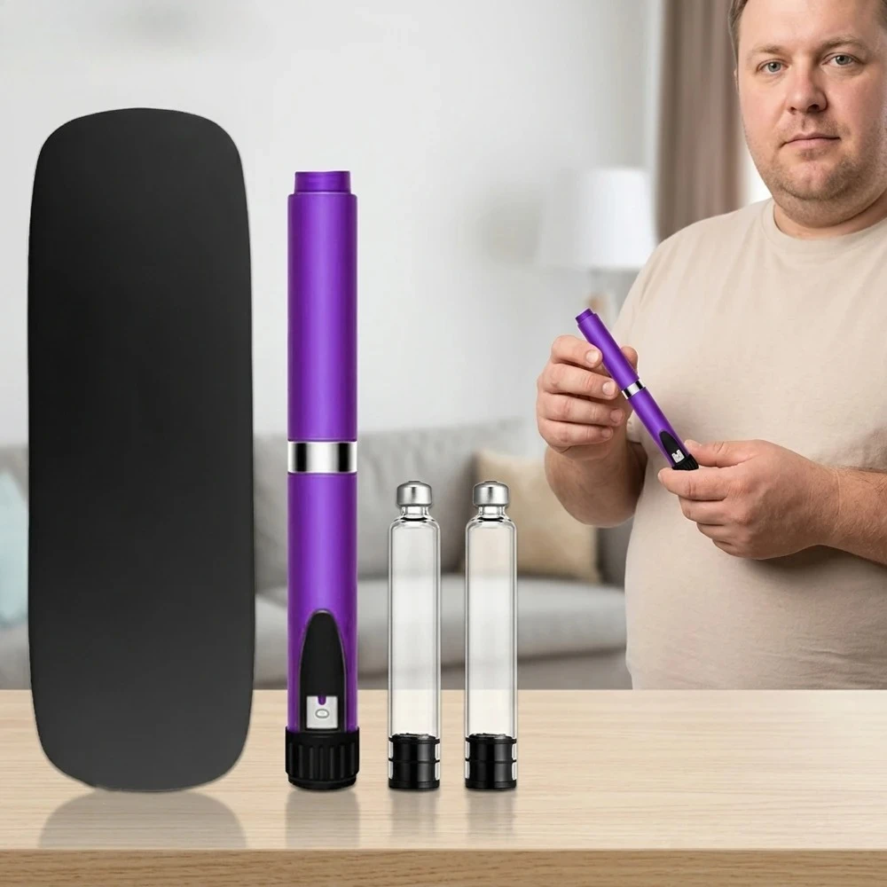 Reusable Insulin Injection Pen with 2PCS 3ml Cartridges and Protect Case, 60 Unit Peptide Pens Injector, Adjustable Dose Dial