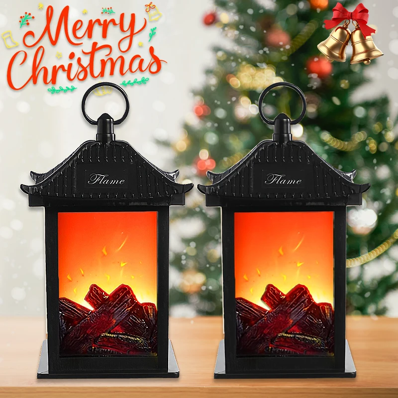 

Retro-style Fireplace Light Decoration, Flameless Fireplace Lamp, Simulated Flame Effect Ambient Light, for Christmas Home Decor