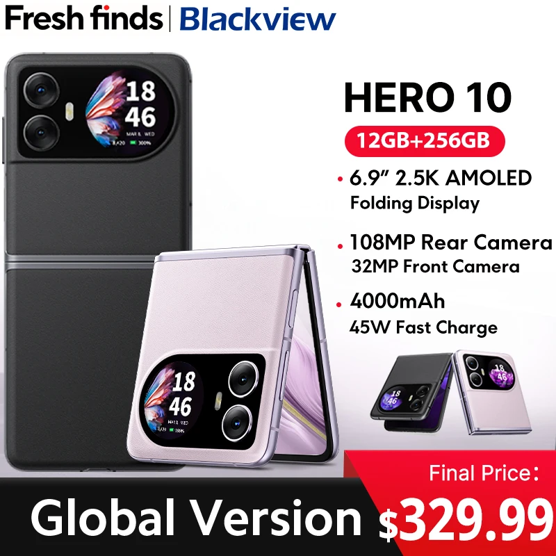 Blackview-スマートフォン,Hero 10,12GB,6.9 GB, 256インチ,折りたたみ式Amoledディスプレイ,108MPカメラ,mtk helio g99,45W充電,ワールドプレミア