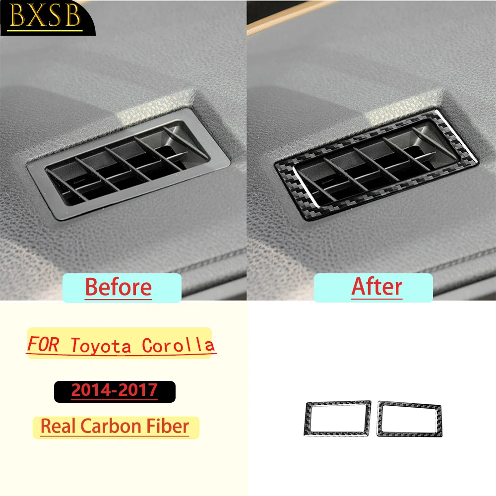 Carbon Fiber For Toyota Corolla 2014-2018 Left Right Air Vent Outlet Frame Trim Customizable Stickers Interior Accessories