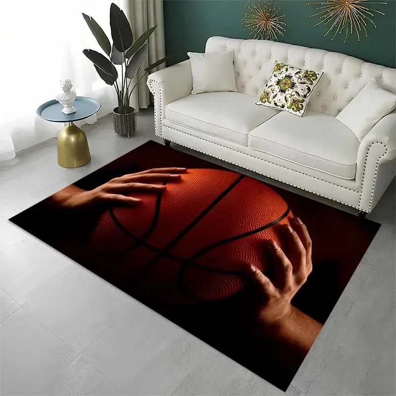 3D printed ball court pattern carpet living room decorative sports carpet sofa area decorative bathroom balcony non-slip doormat