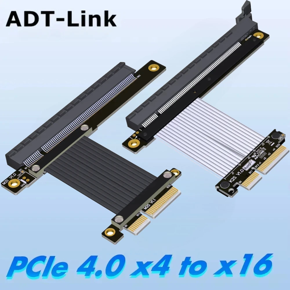 ADT-Link PCI-E 4.0 x4 x8 to x16 Riser Cable Gen 4 PCIe x4 64Gbps PCI E x8 Adapter Cable for RTX3090 RX6800xt GPU Extension Cable