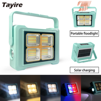 Portable LED Solar Flood Lights 100W Rechargeable Outdoor LED Tent Lights Built-in Battery Floodlight Emergency Work LED Lamp