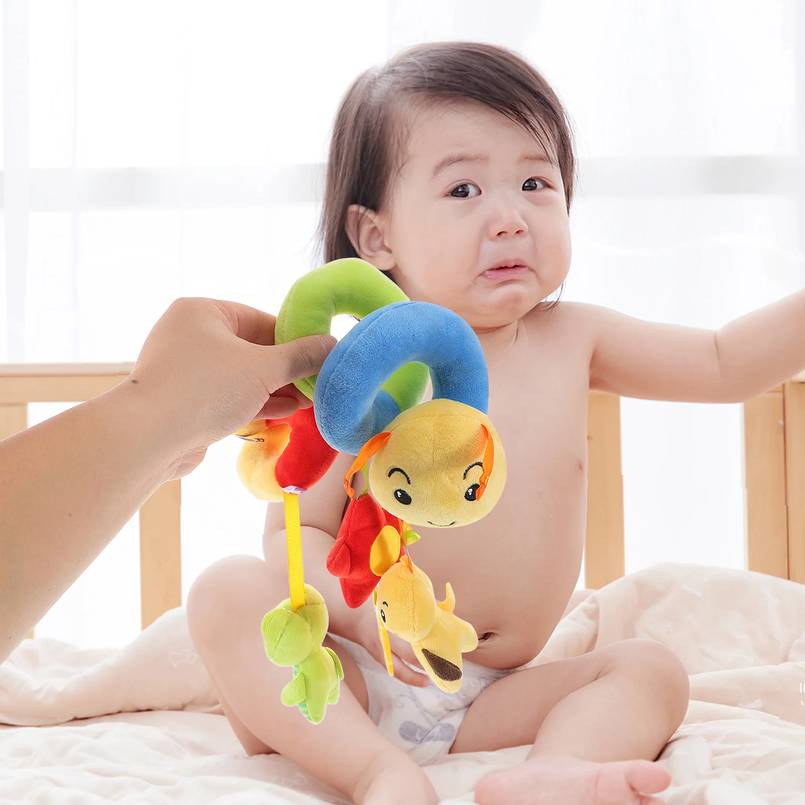 مقعد سرير السيارة المعلق على شكل حلزوني للأطفال، نشاط مهدئ، عربة أطفال مريحة للتطوير الحسي، سجادة لعب للتعليم المبكر للرضع #1