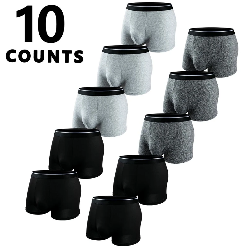

10 шт. мужского однотонного нижнего белья, мягкие и уютные брюки с плоскими углами, которые не растягиваются ноги.