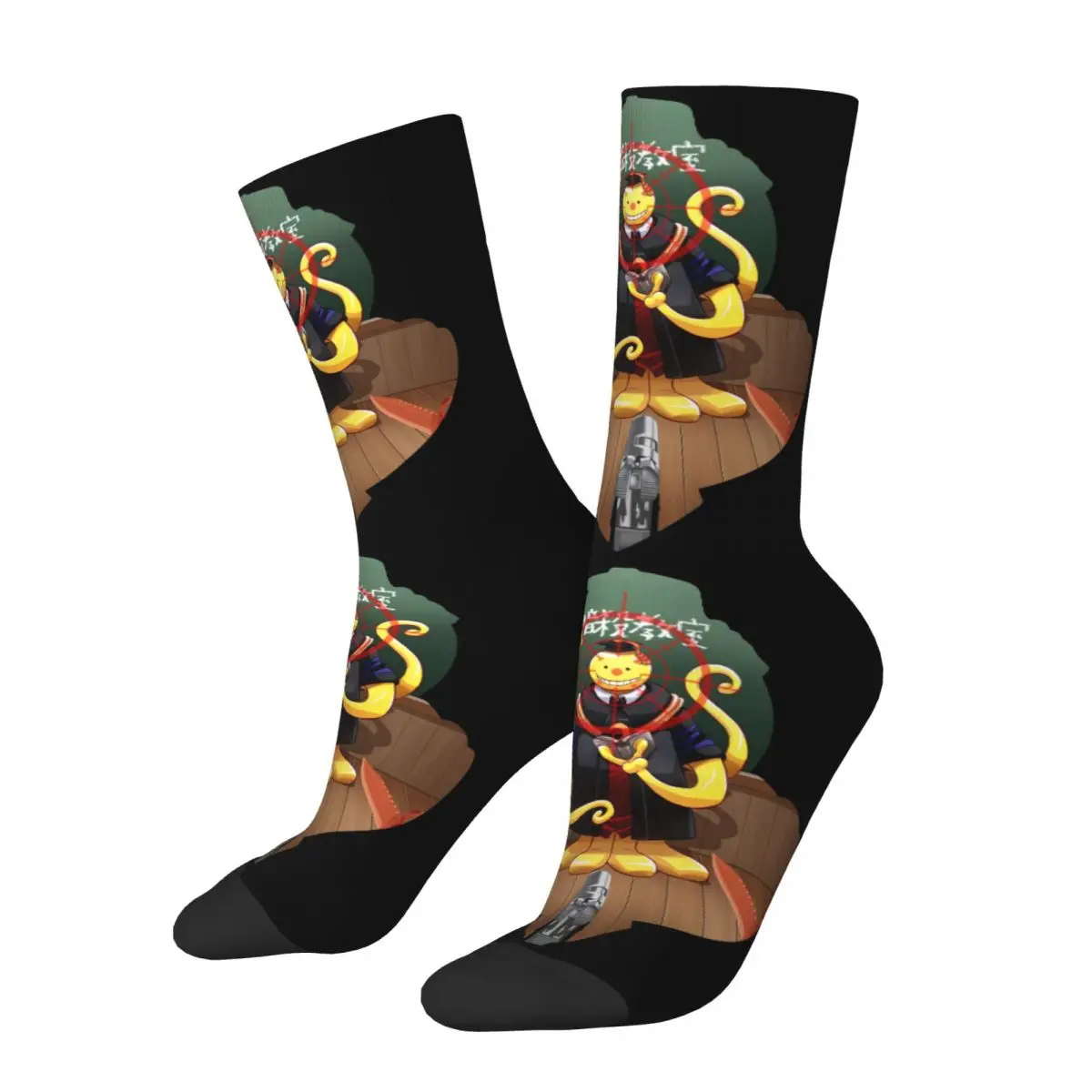 Funny Crazy compression Sock for Men Hip Hop Vintage Assassination Classroom Happy Quality Pattern Printed Boys Crew Sock Casual