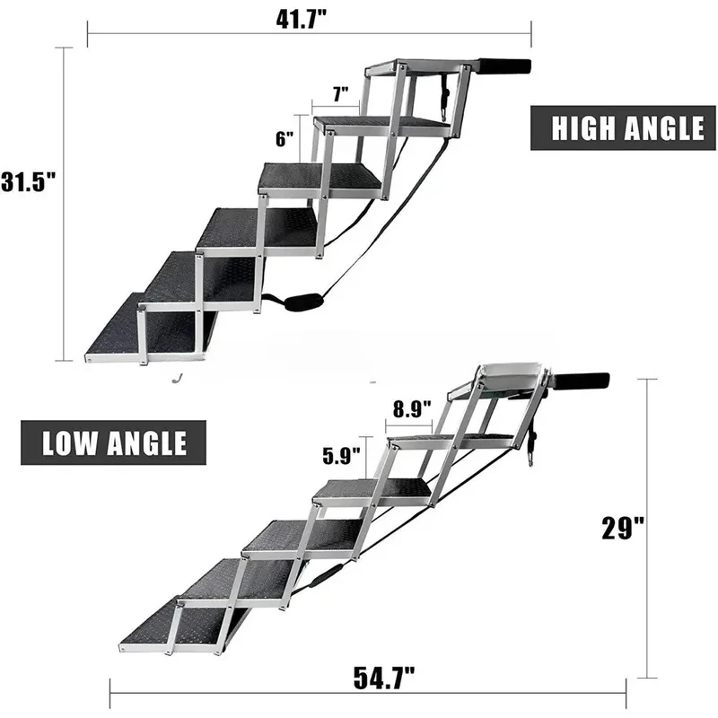 5/6 Steps Ramp Pet Step Stairs With Nonslip Surface Aluminum Fram Dog Ladder For Beds Trucks SUV Support 200 Lbs