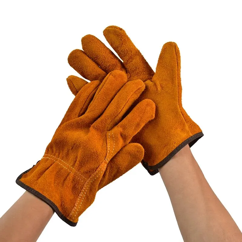 3/5/10 Pairs Labor Protection Work Gloves Soft Cowhide Welding Safety Protection Wear-Resistant Insulated Welding Gloves