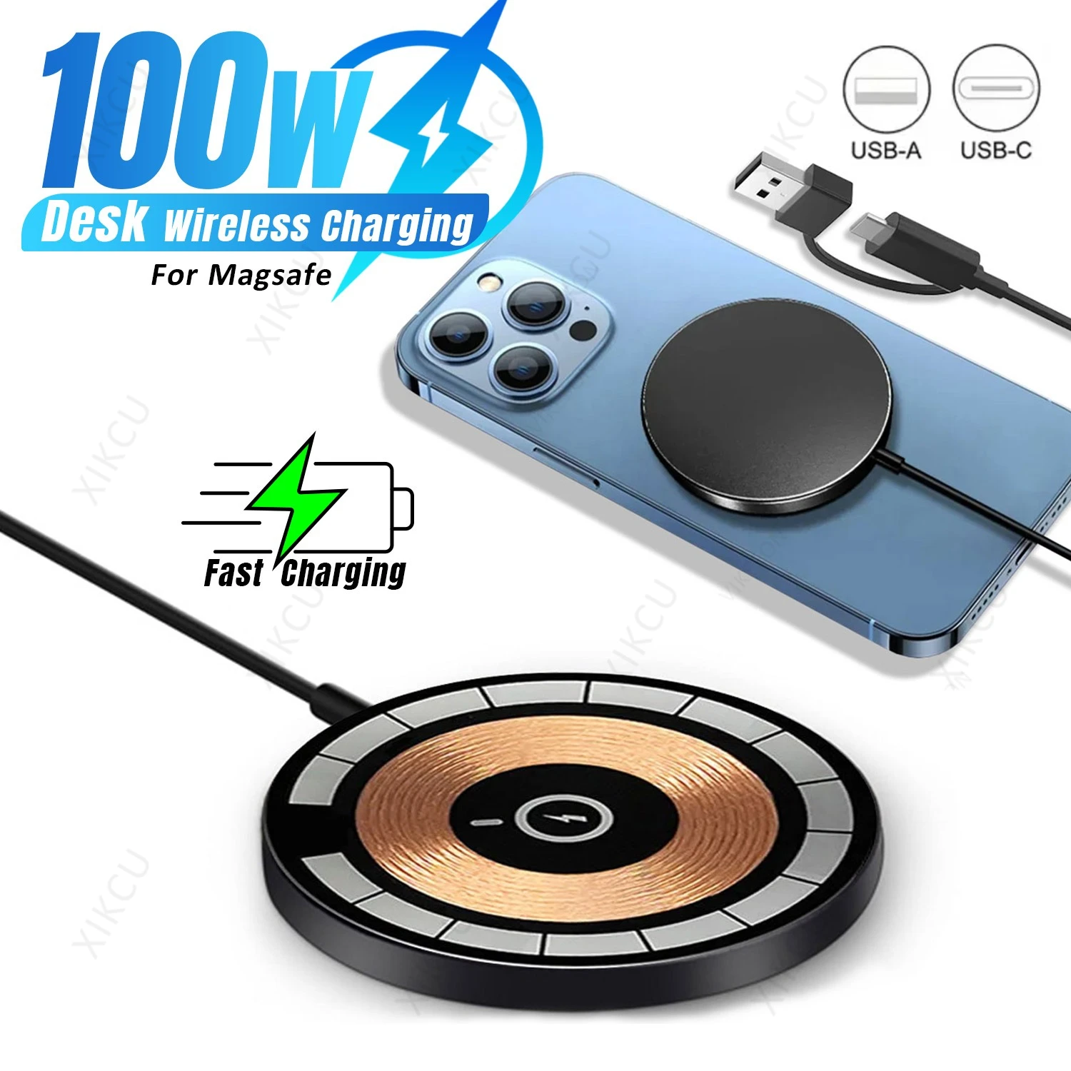 100W Magnetic Phone Wireless Charger Pad For Magsafe iPhone 16/16Pro Max 15 14 13 12 Samsung AiPods 