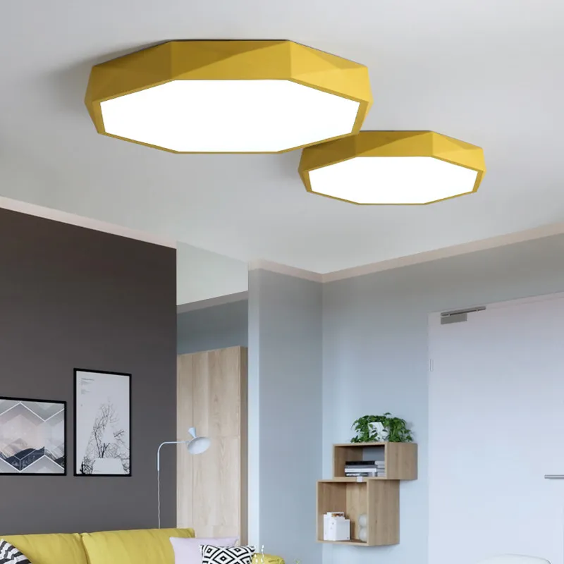 Octagon LED Ceiling Lights Macaron Ultra-thin Lamps Children's Room Living Room Study Bedroom Restaurant Modern Lighting Fixture