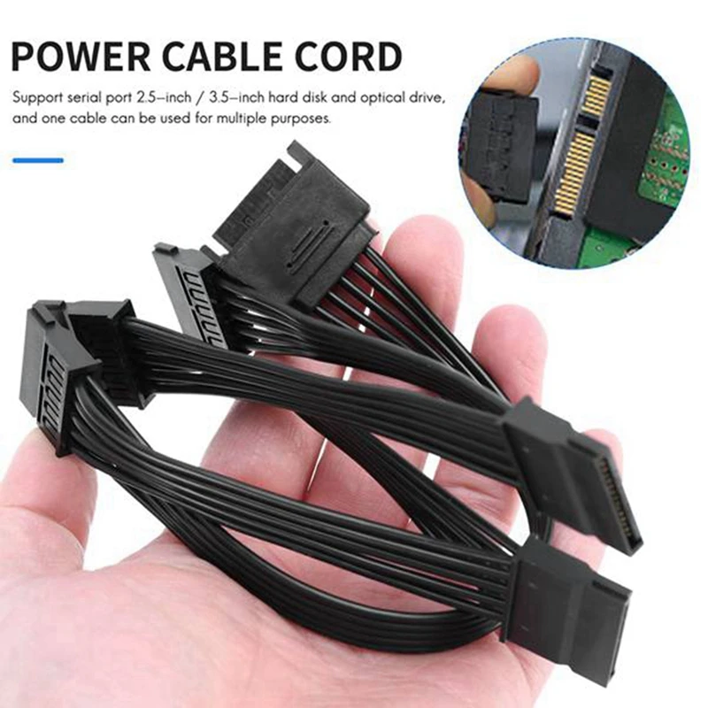 2 PCS 15 Pin SATA Extensão de Alimentação Cabo de Disco Rígido 1 Macho para 5 Fêmea Cabo Adaptador Divisor de Fonte de Alimentação