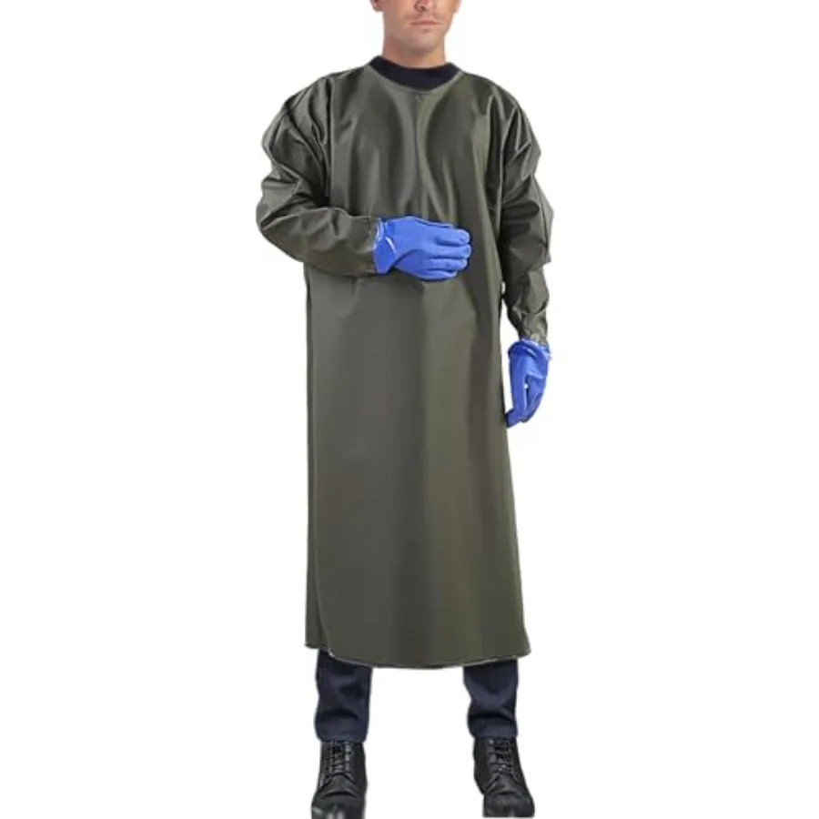 

Heavy Duty Waterproof PVC Coated Apron with Gloves Chemical Resistant Oil-Proof Reusable Work Gown for Food Processing Car Wash
