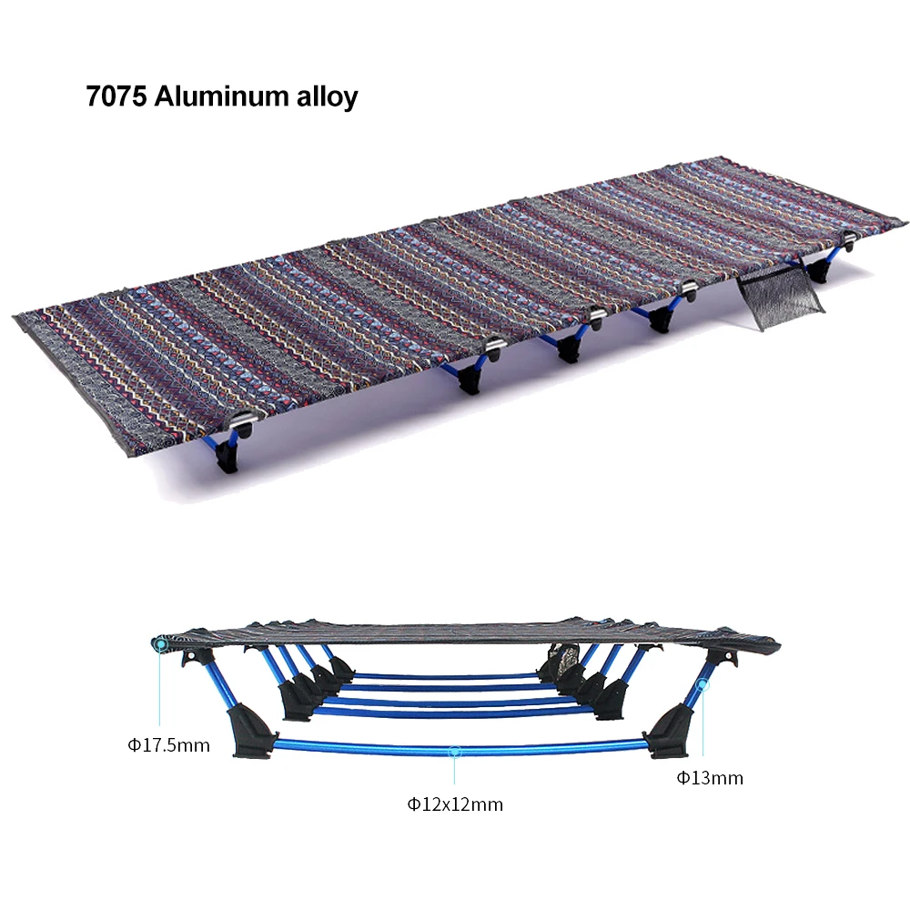 Cama plegable portátil para acampar al aire libre, colchoneta reclinable de aluminio para dormir, senderismo, pesca individual