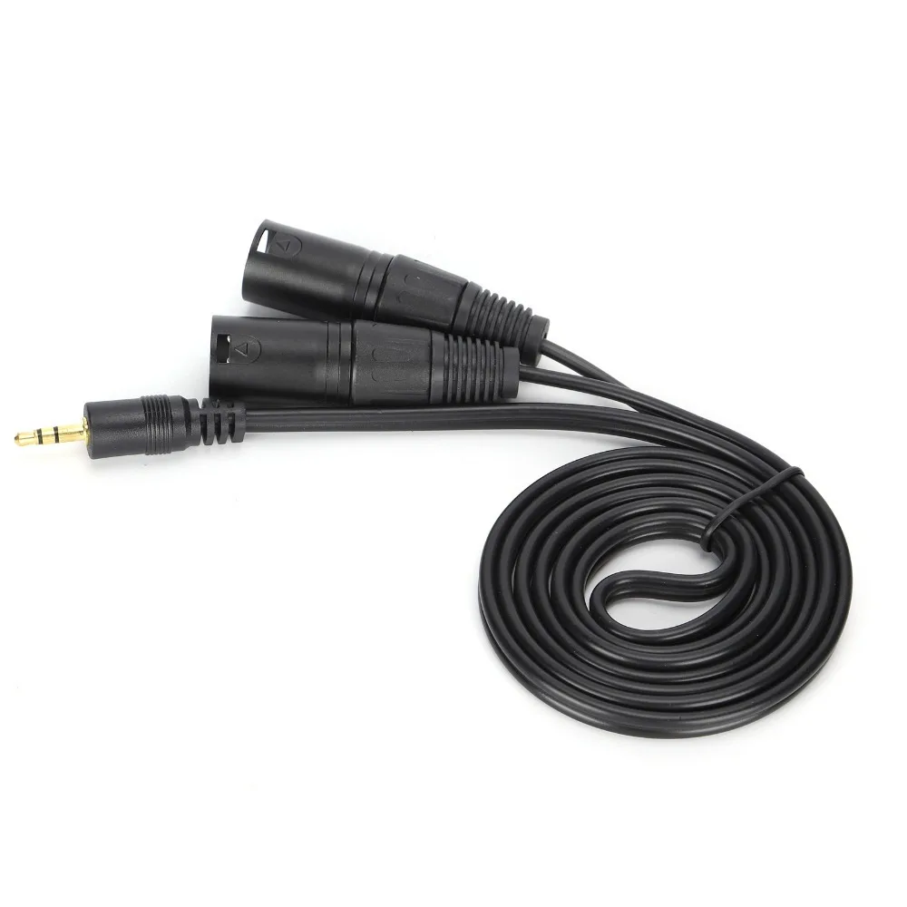 1/8 Inch to 3-Core Double XLR Microphone Cable Plug and Play Audio Adapter Cable 3.5mm Connector to Dual XLR 3 Pin Male Adapter