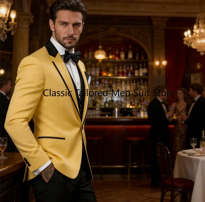 

Men's Suits Single Breasted Notch Lapel Slim Fit 3 Piece Jacket Pants Vest Outfits Prom Party Male Clothing Terno 2024
