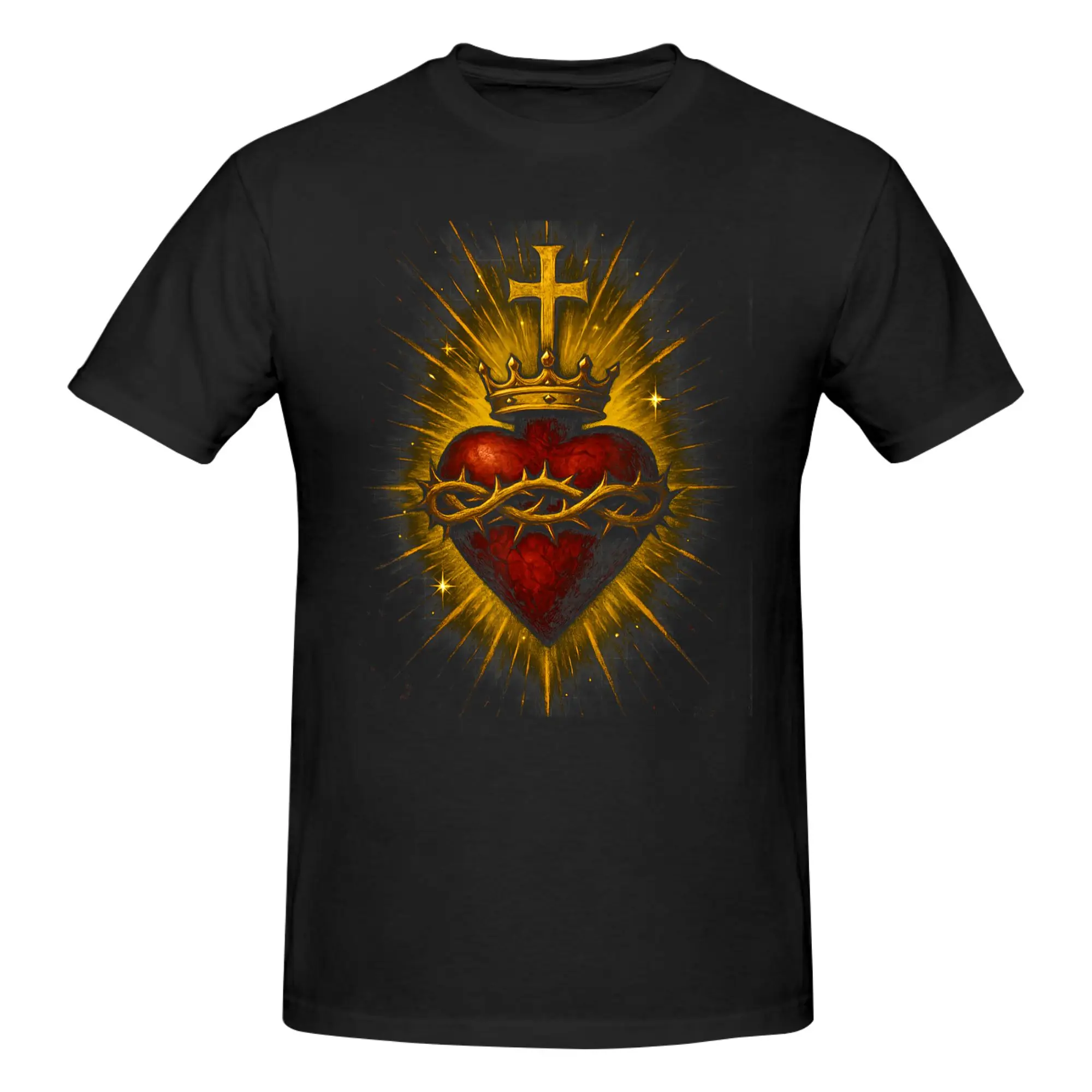 1 Piece Catholic Christian Church Faith Funny 100% Cotton T-Shirt Sacred Heart of Jesus  I Trust In You Tops Tees For Men