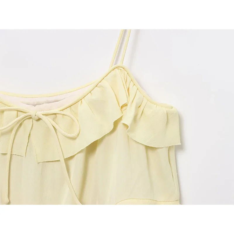 Moda em camadas decoração estilingue vestidos curtos para mulheres verão com decote em v sem mangas vestido feminino estilo praia vestidos