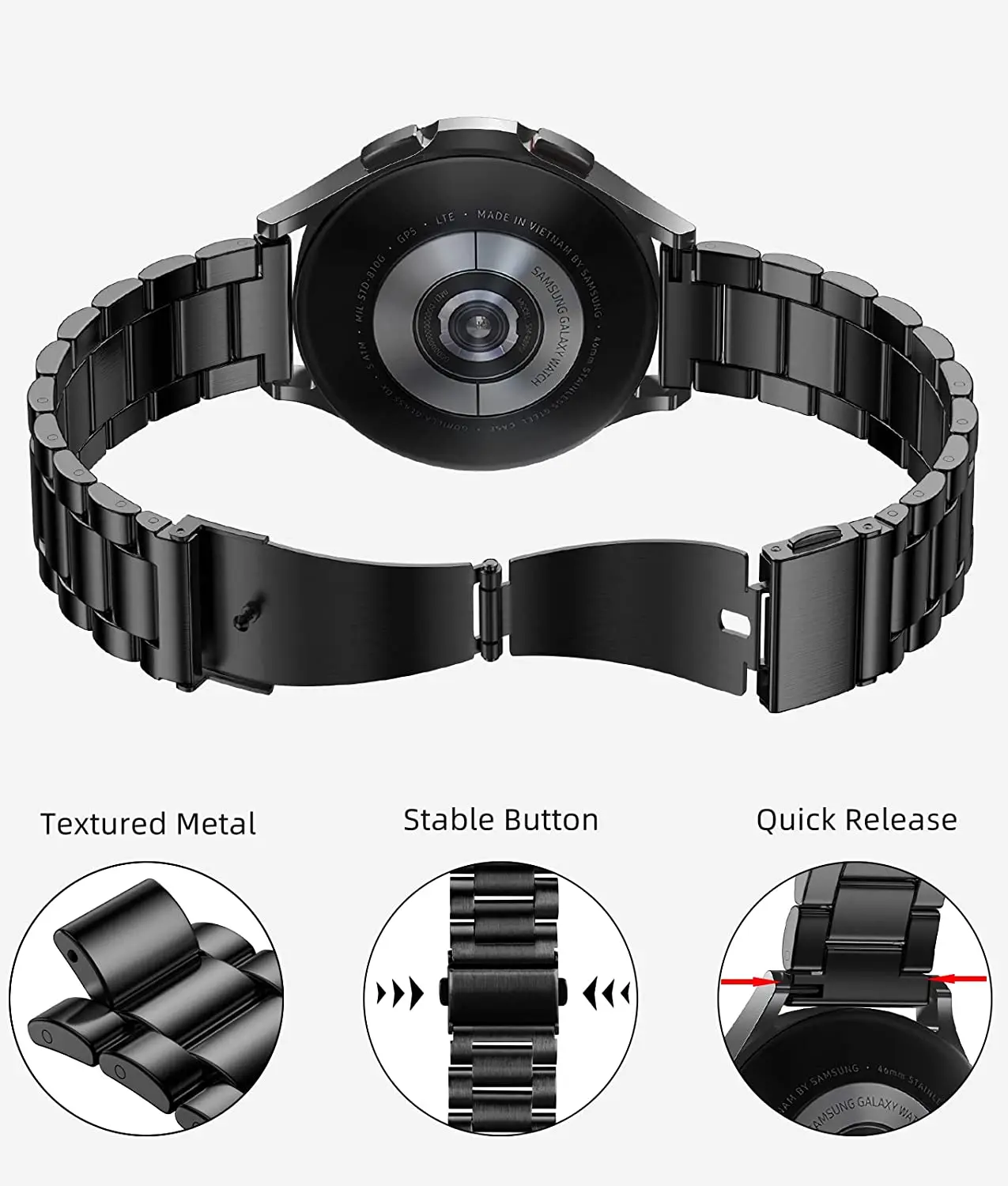 Metal Strap for Samsung Galaxy Watch 3 4 5 Pro Gear Huawei GT 3 2 Amazfit GTR Stainless Steel Bracelet Wristband 20mm 22mm Band