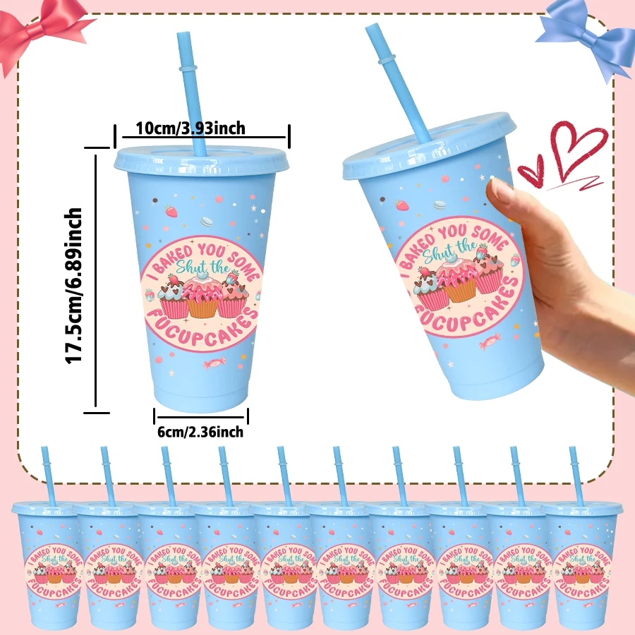 12Pcs Strawberry Dessert Printed 780ml/26oz Plastic Tumbler Wedding Cold Cup Birthday Party Drinkware for Back-to-school Gift view 4