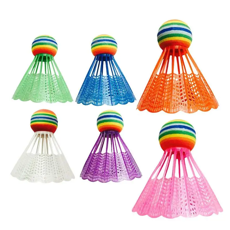 Badminton Ball Nylon Shuttlecocks Toy Balls 6pcs Colorful Training Shuttlecocks For Youth Players Indoor & Outdoor Sports