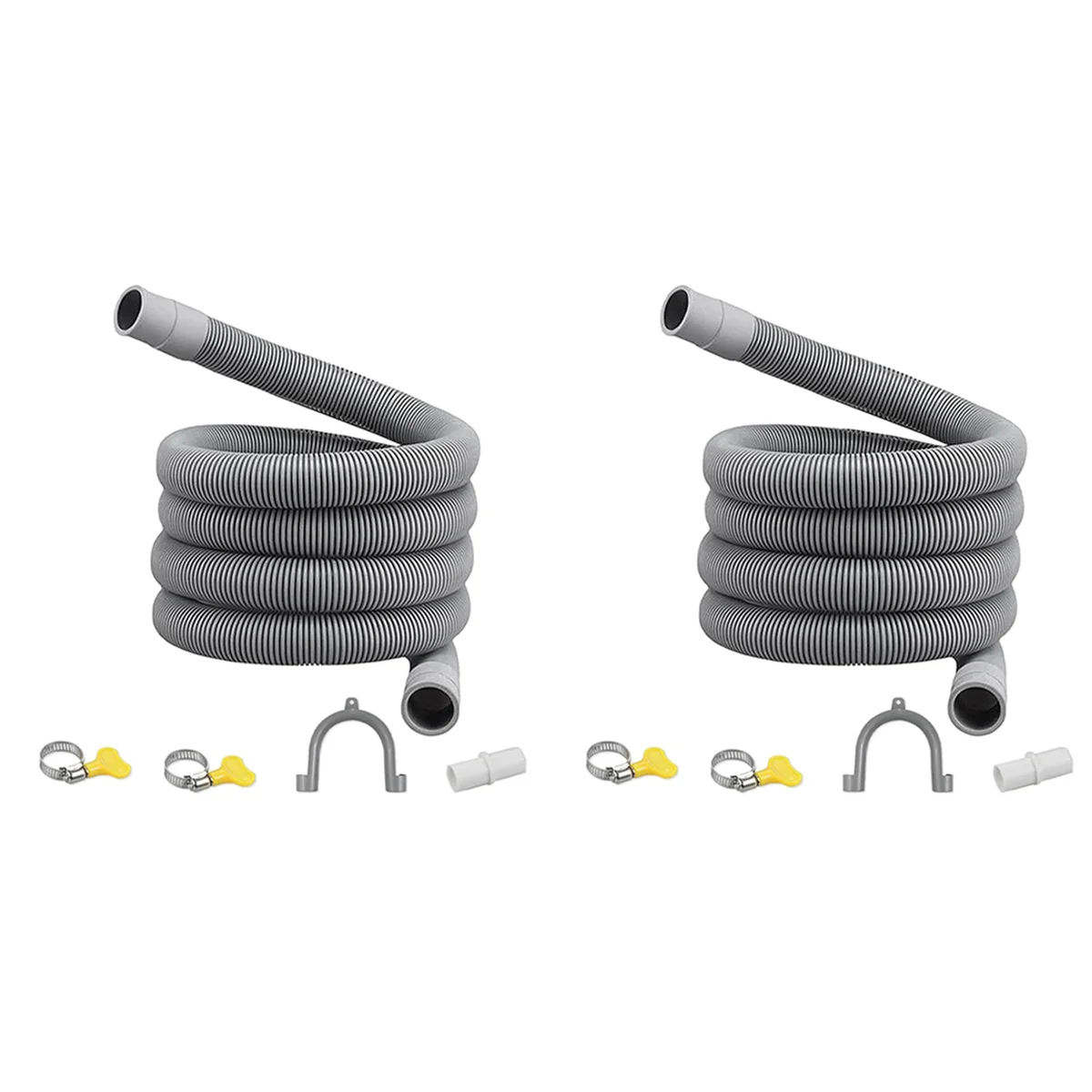 2X Drain Hose Extension Set Universal Washing Machine Hose 2M,Include Bracket Hose Connector and Hose Clamps Drain Hoses