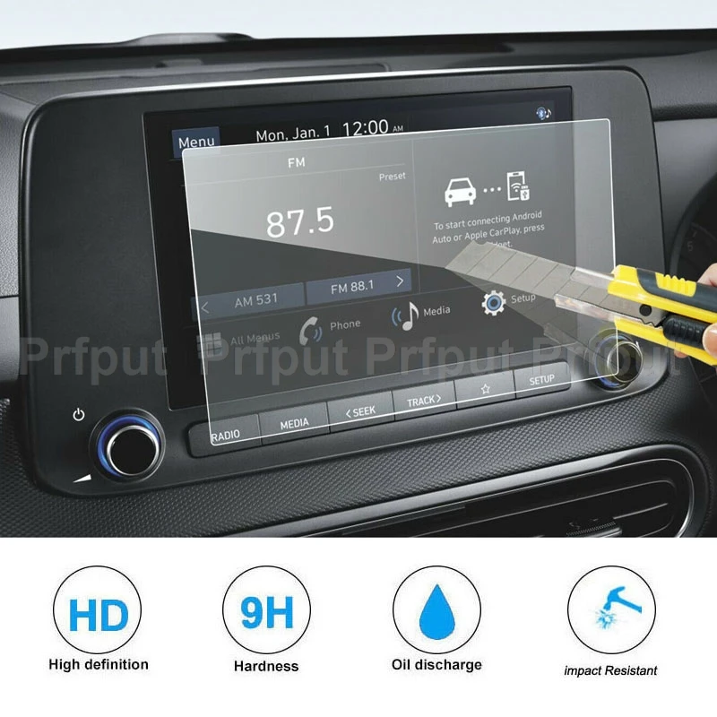 Tempered glass film protector for Hyundai Kona SE SEL N Line Electric SEL 2022 8 inch car radio gps Navigation Screen Sticker