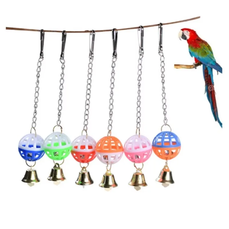 Cute Parrot Toys Pet Bird Parakeet Climb Bite Chew with Hanging Swing Bell Ball Bird Toy Pet Supplies for Parakeet Cockati