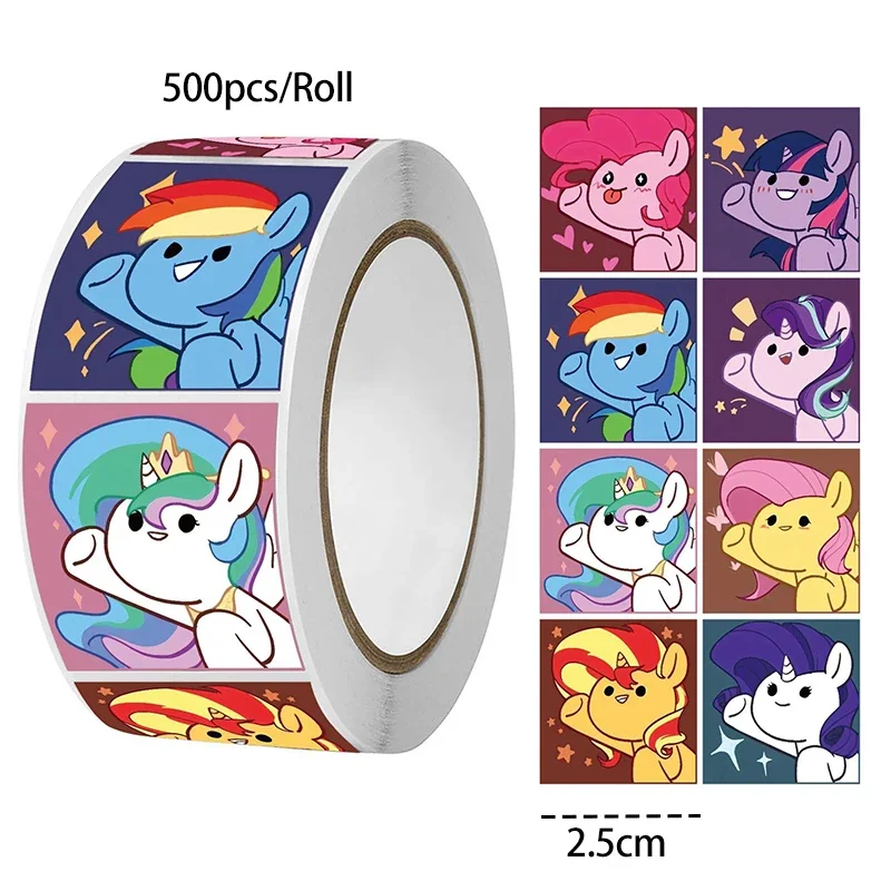 500pcs/Roll My Little Pony Twilight Sparkle Cute Cartoon Stickers DIY Creative Handmade Stickers for Children's Favorite Gifts