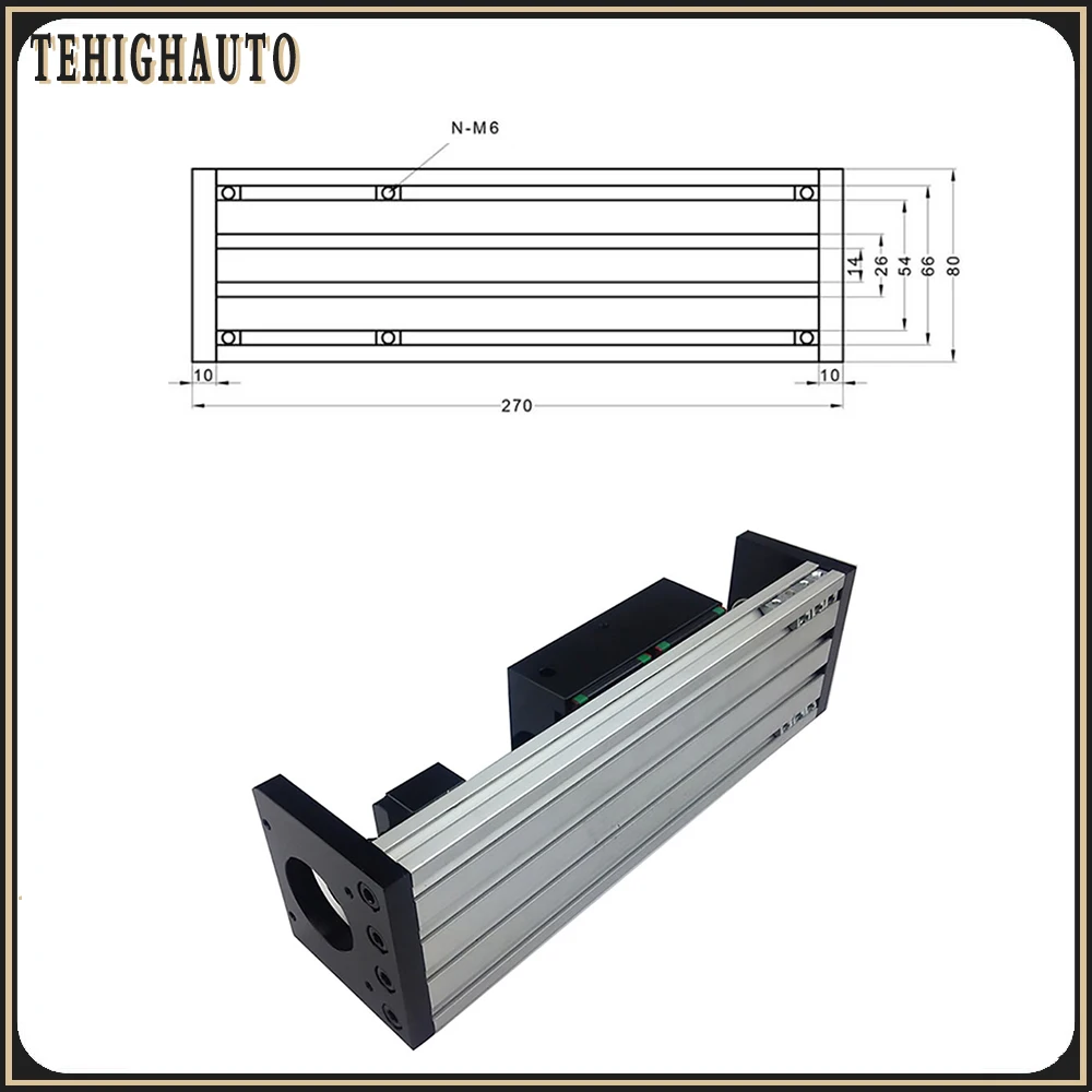 Carril guía lineal cuadrado doble de etapa de movimiento, 4 Uds., deslizadores, tornillo de bola SFU 1204/1605/1610, Motor paso a paso Nema 23, carrera de 100-500mm