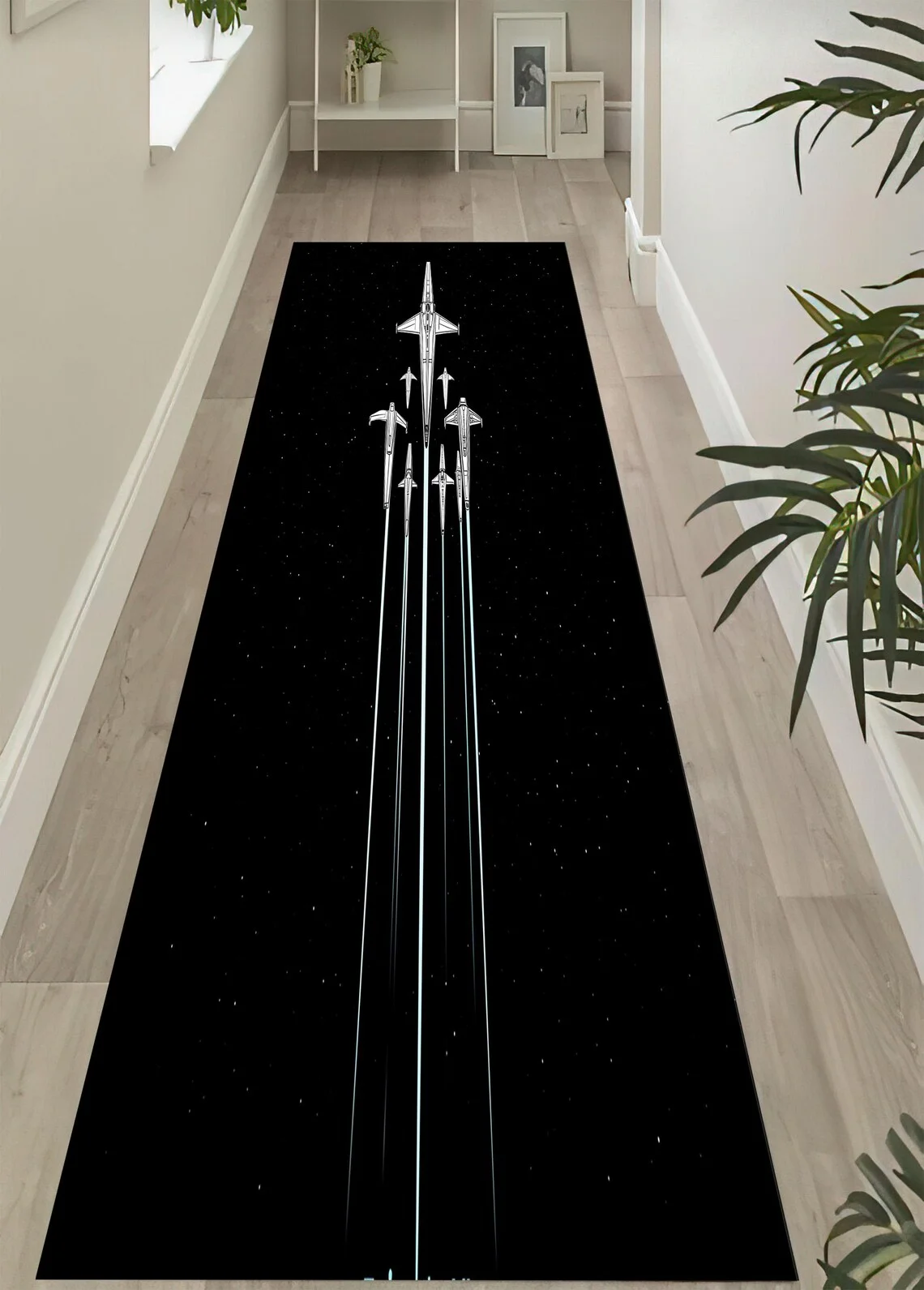 Airplane Runway Design Runner Rug  Non Slip Floor Mat for Hallway Living Room Bedroom Aviation Theme Durable Carpet Decor