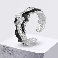 Vnox Open Ring for Men Women, Irregular Lava Textured Adjustable Rings, Punk Rock Adjustable Finger Band