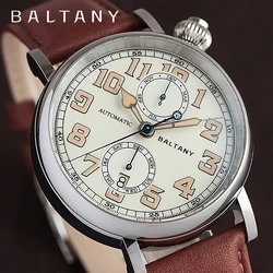 Baltany 1935 S6047 Retro Men's Automatic Mechanical Watch Luxury Sapphire Waterproof 5Bar Super Night Light C3 Releoj Hombre