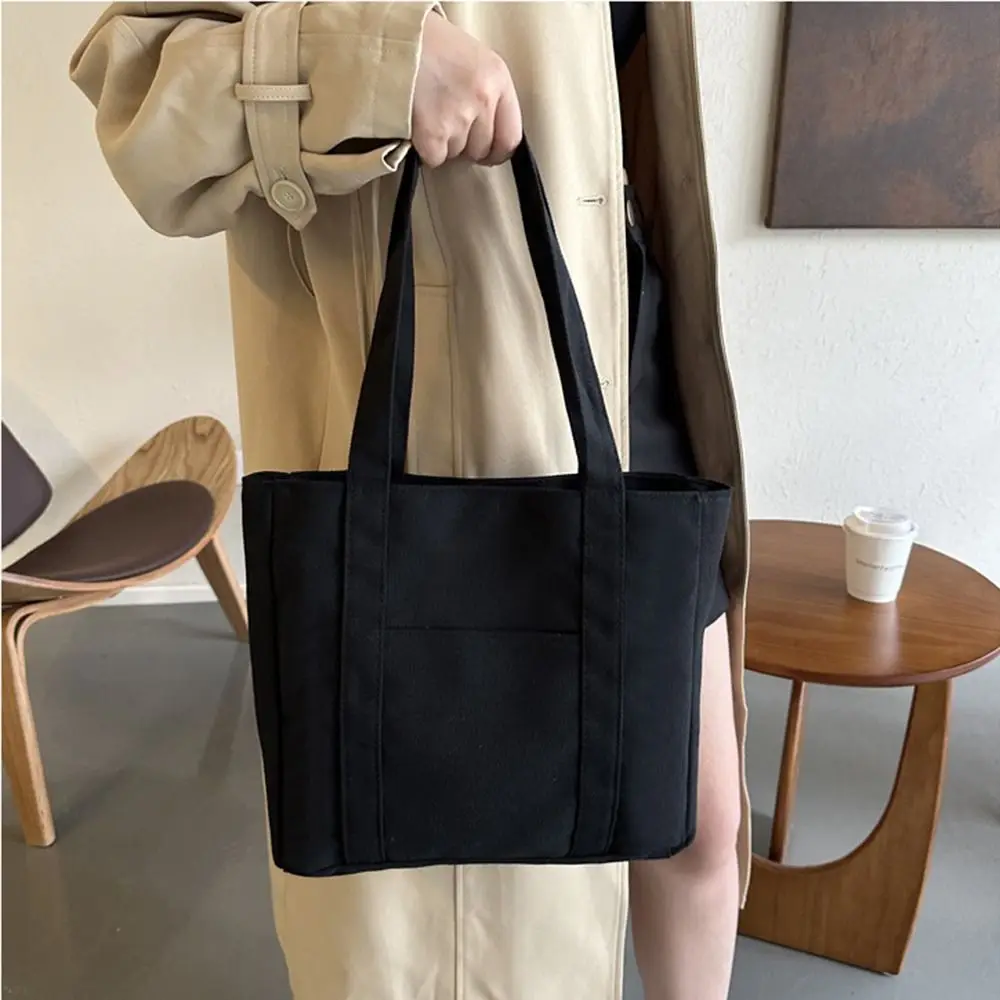 

Solid Color Large-capacity Canvas Bag Portable Blank Canvas Single-shoulder Bag Comfortable Handle Multi-functional