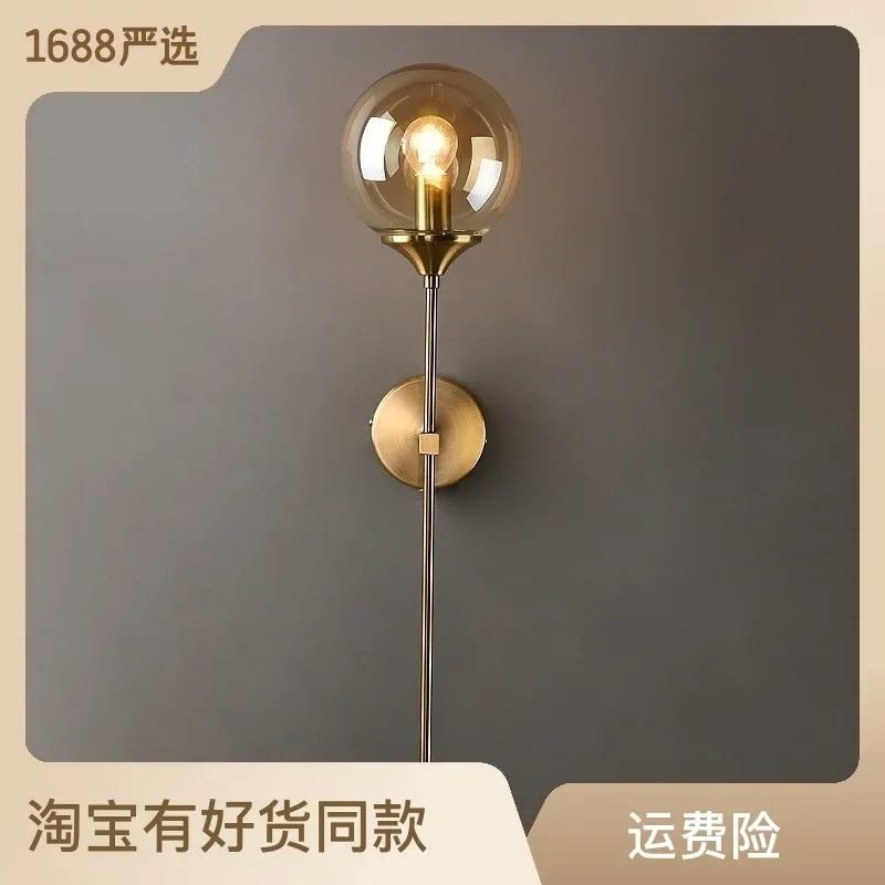 

New Modern Interior Wall Light Nordic Bedroom Lamp Gold Black Glass Bedside Lamp Indoor LED Light Decoration Wall Simple Fashion