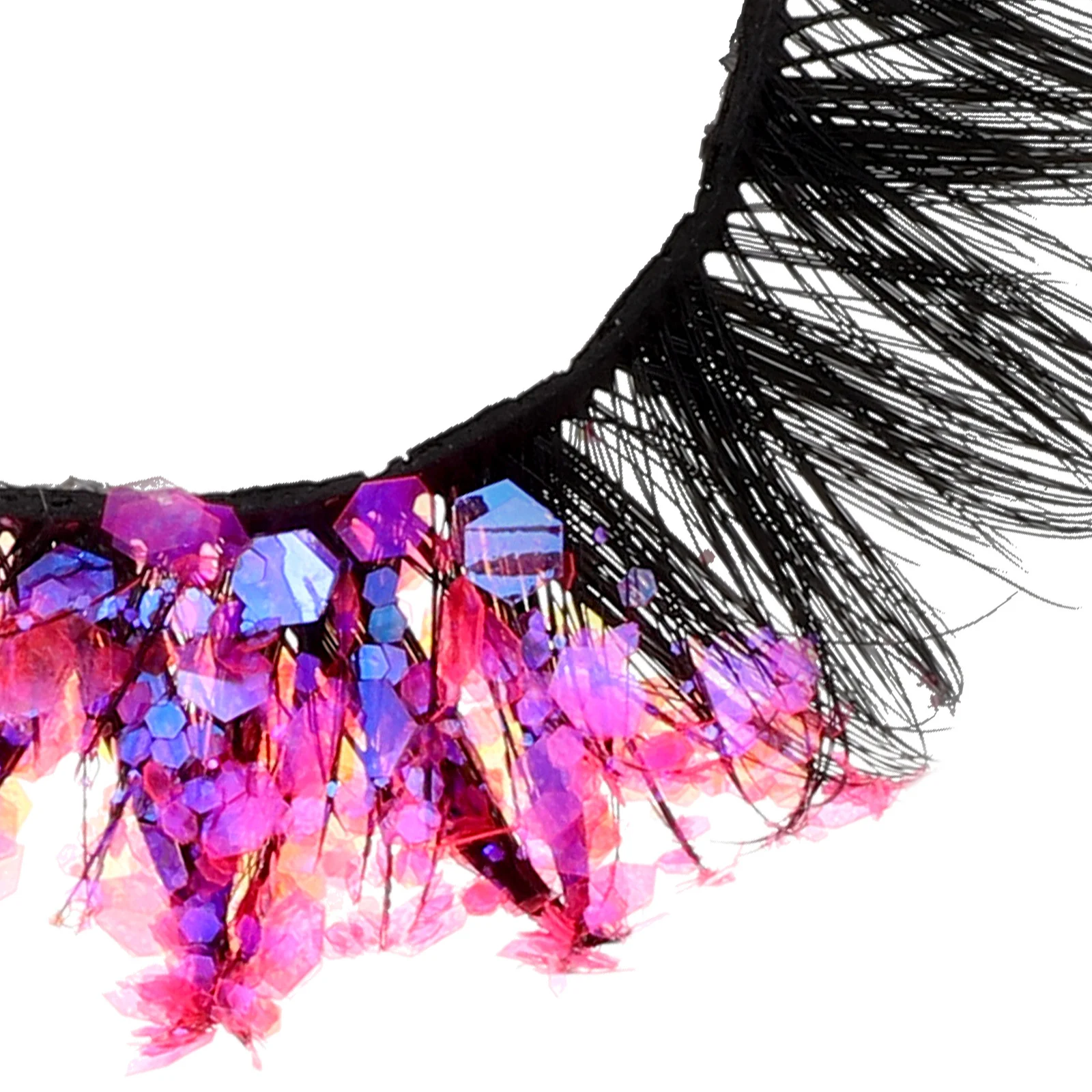 1쌍의 화려한 글리터 인조 속눈썹 형광 변화 축제 파티 가짜 속눈썹 반짝이는 아이 메이크업