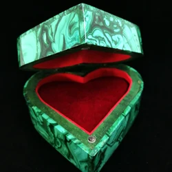 Exquisite Malachite Jewelry Box - Heart-Shaped Luxury Display Case, High-End Gemstone Keepsake Container