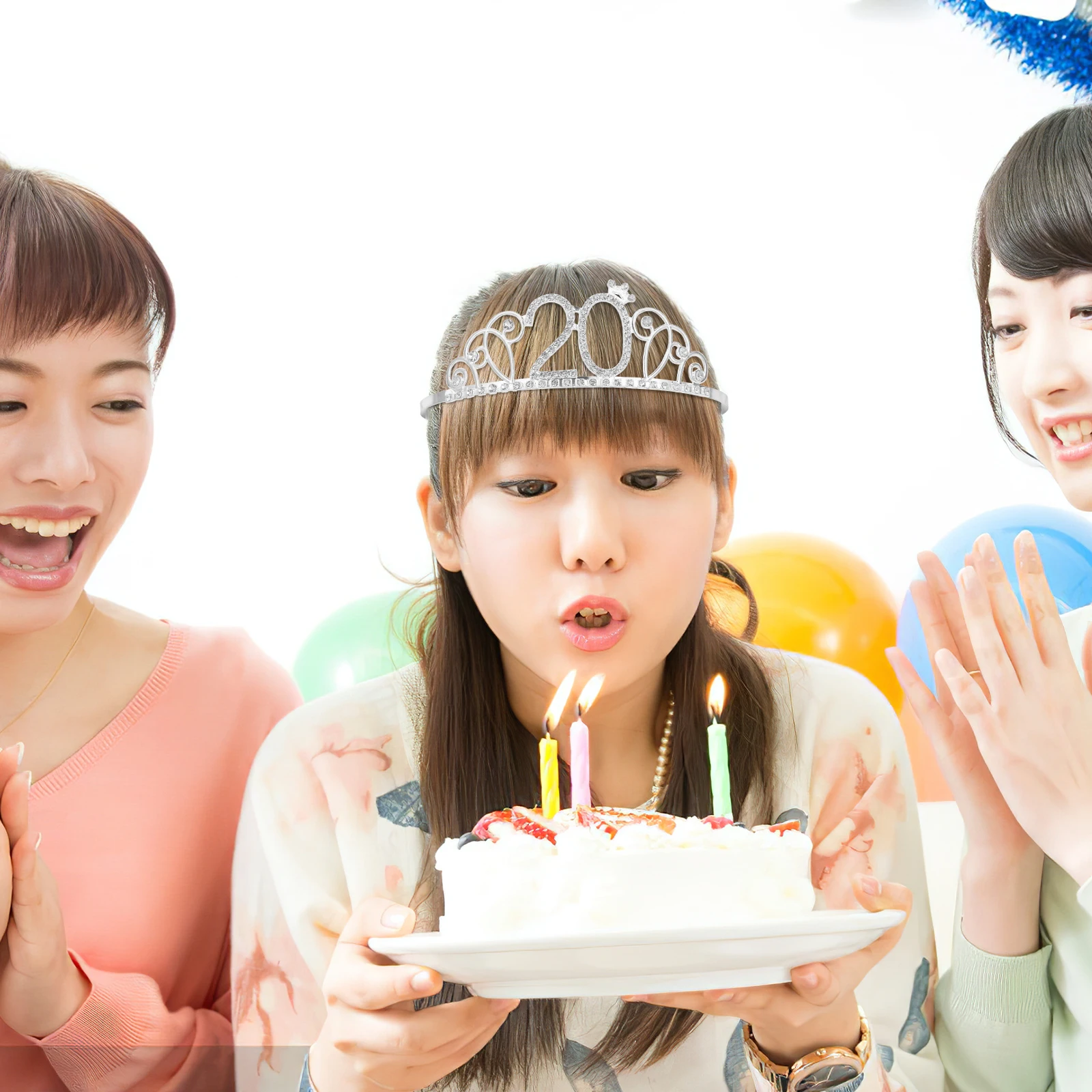 

Birthday Crown Hair Accessory Rhinestone Headdress Women Tiara Party Decor Photo Prop Detail Design Easy Wear Girl Hair