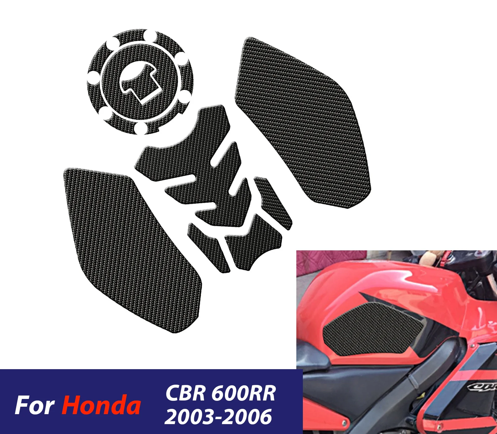  لهوندا CBR 600RR 2003-2006 CBR600 RR دراجة نارية الملحقات مكافحة زلة خزان الوسادة ثلاثية الأبعاد الجانب الغاز قبضة الركبة حامي ملصق #1