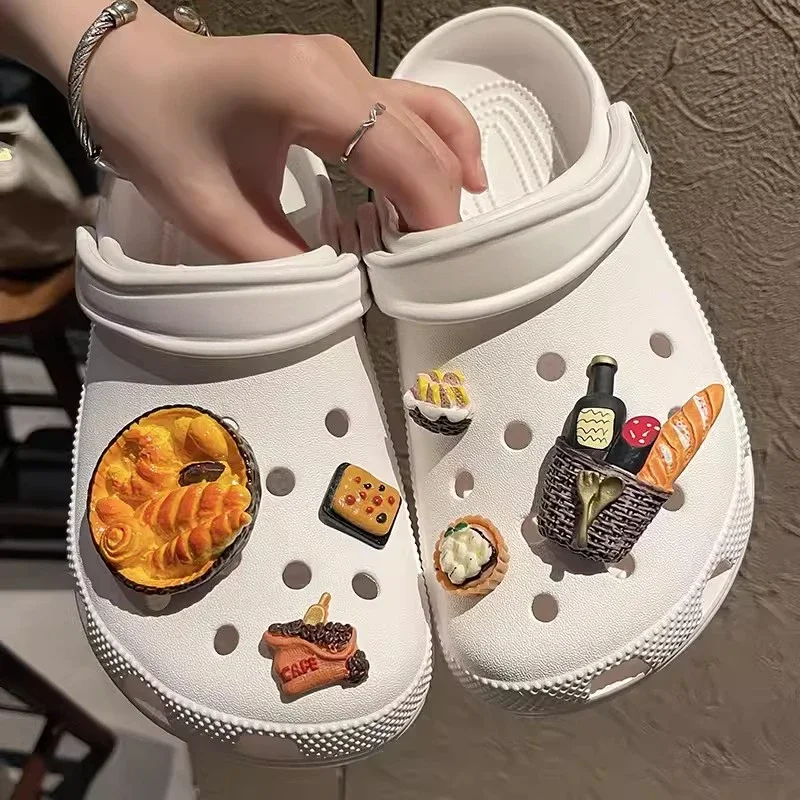 

Ice Cream Cookies Designer Charms Simulation Food DIY Shoe Accessories Cartoon Cute Whole Set Charms for Crocs Fashion All-match