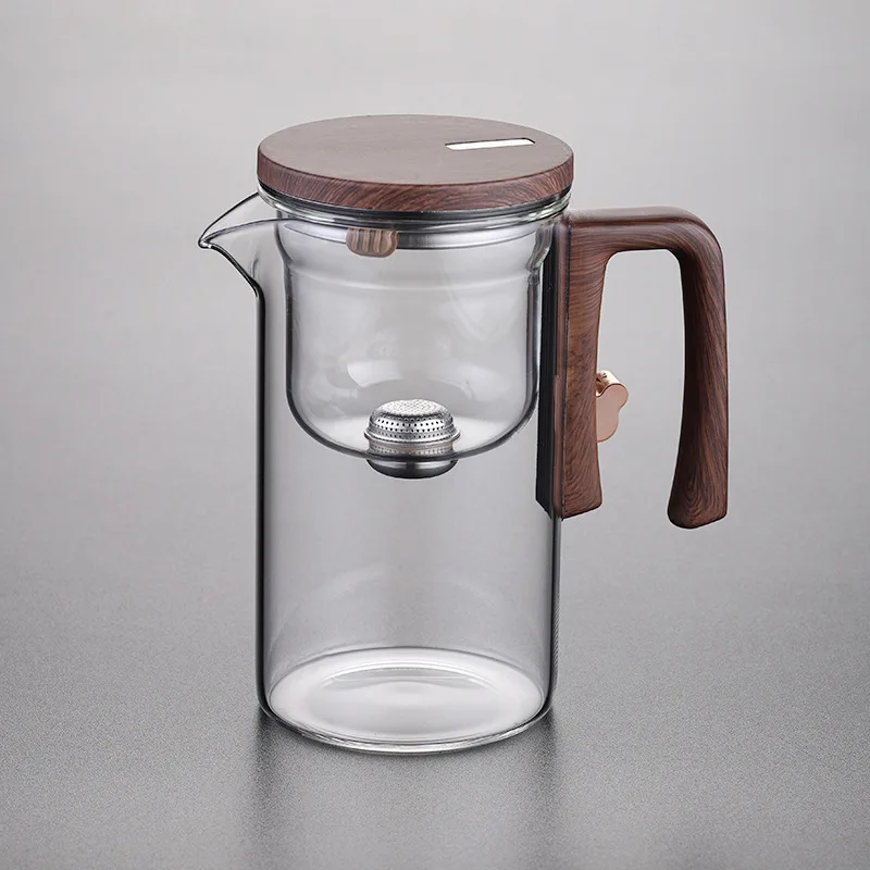 

720ml borosilicate glass inner brewing beverage dispenser Classic tea separation wooden handle teapot