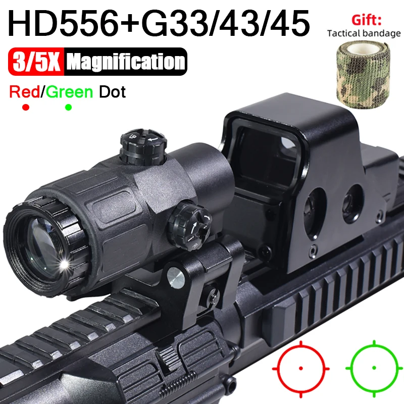 

Outdoor 3X/5X Folding Side Flap Magnifier G33 G43 G45 Red/Green Dot Reflection Optics Sight Airsoft Tactical Hunting Accessory
