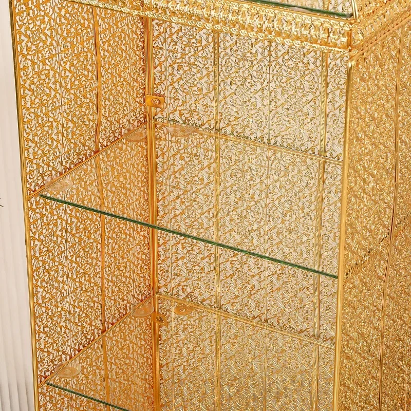 Nordic shelf, light luxury bookshelf, floor-standing movable cabinet, golden living room storage shelf, bedroom multi-level stor