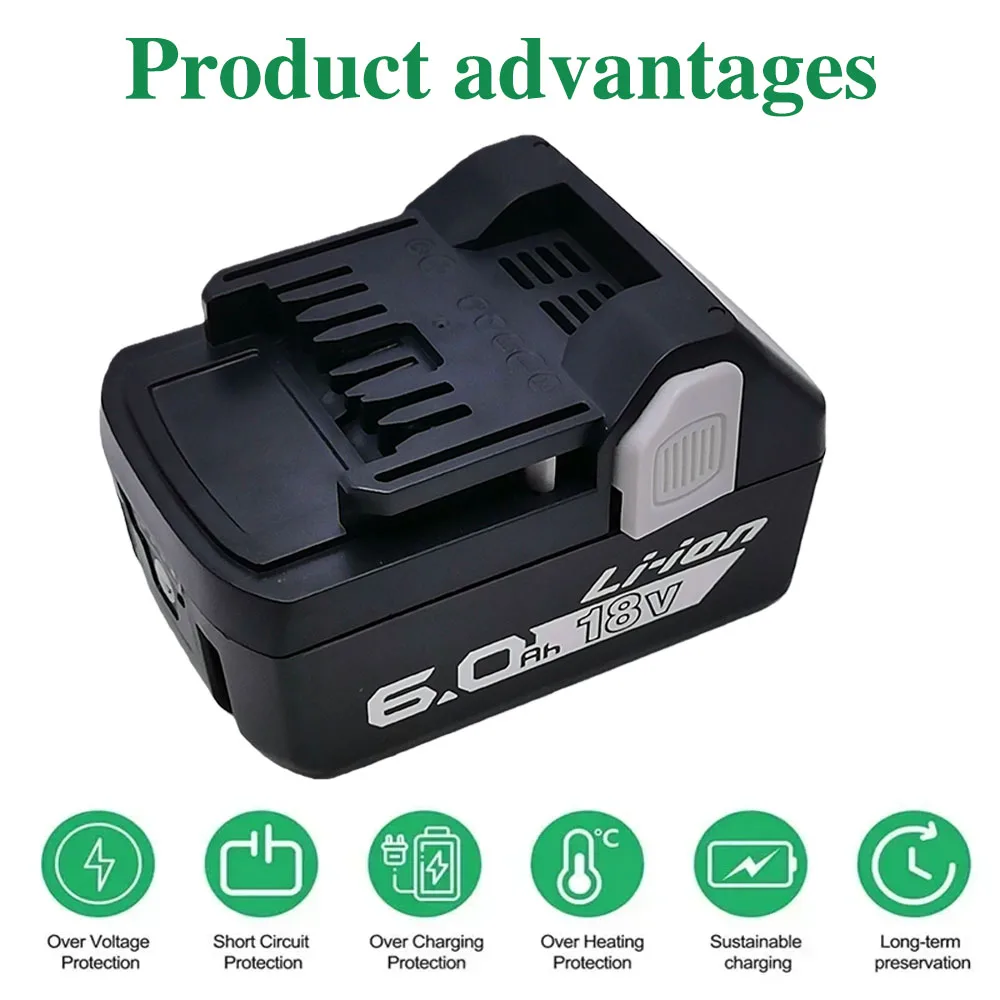

For Hitachi Best-selling 18V 6000mAh Li-ion Battery， Cordless Power Tools for BSL1850 BSL1860 BCL1815 EBM1830 BSL1840