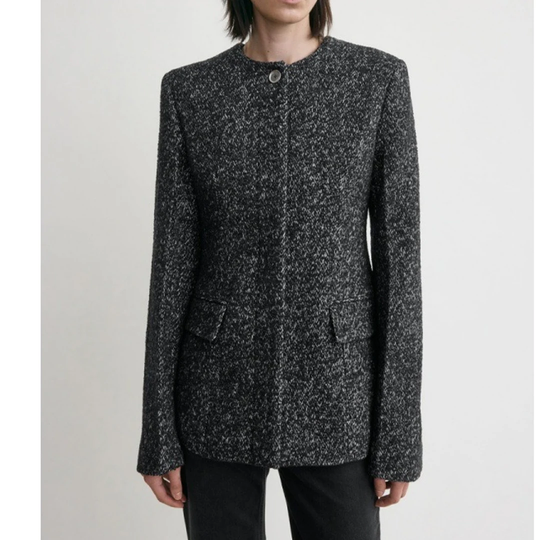 

Осень-зима 2025 года, новое простое легкое роскошное элегантное шерстяное пальто с круглым вырезом на талии