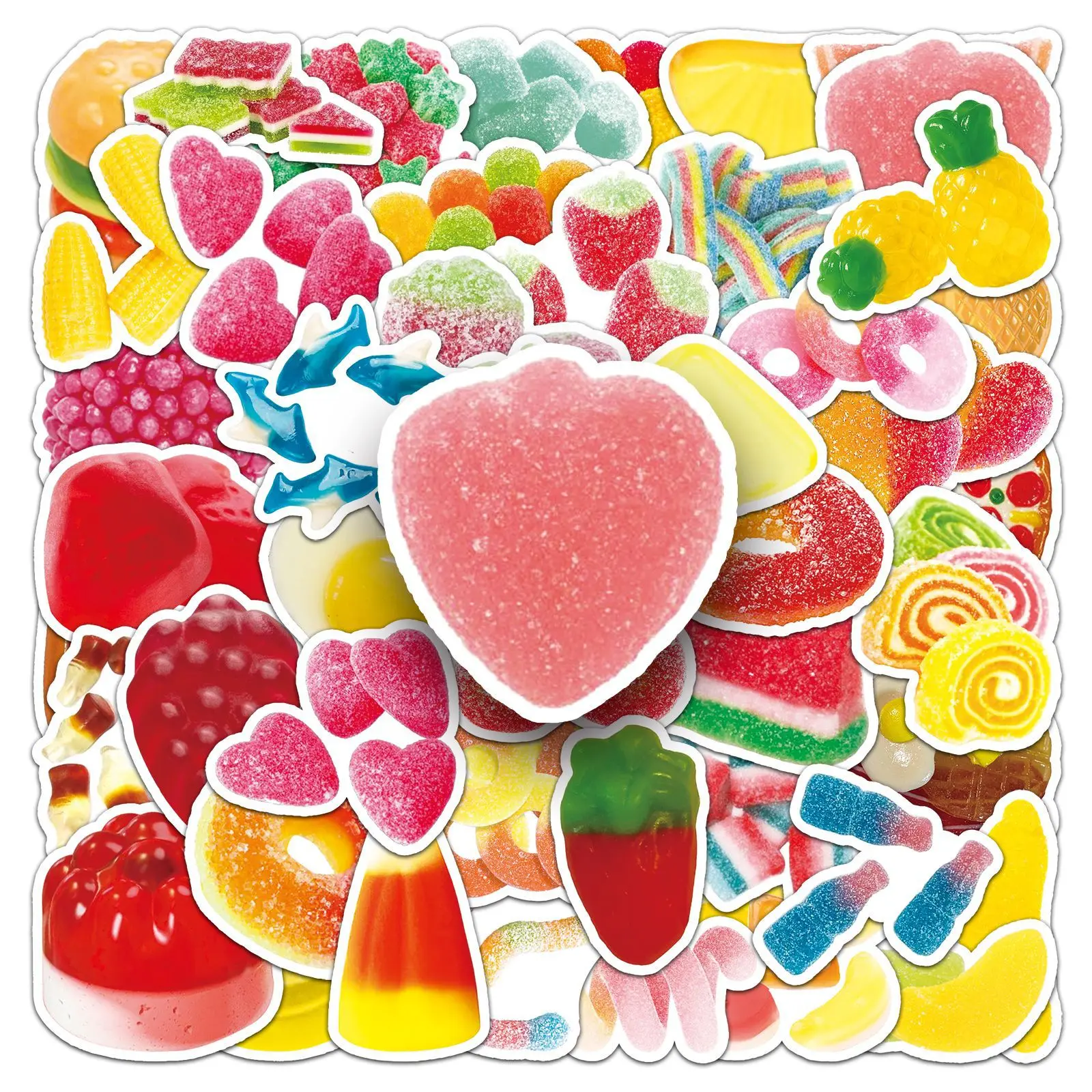 50PCS Colorful Candy Stickers Realistic Food Creative Graffiti Decoration DIY Notebook Suitcase Phone Water Cup Guitar Kids Toys - Detail 1