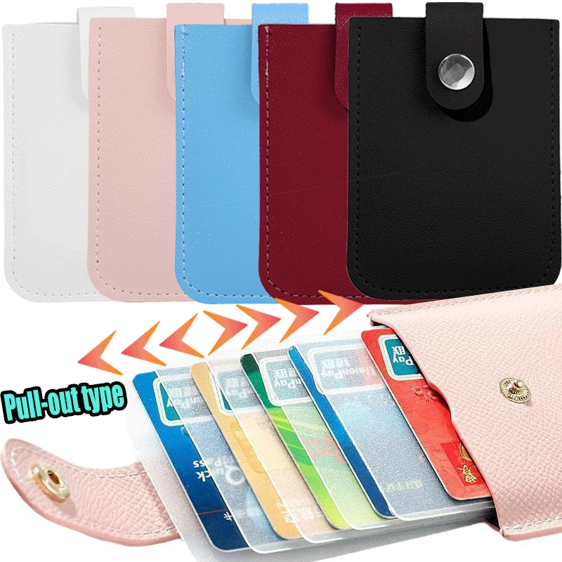 New Pu Leather ID Card Holder Solid Color Bank Credit Card Box Multi Slot thicken Card Case Wallet Women Men Business Card Cover